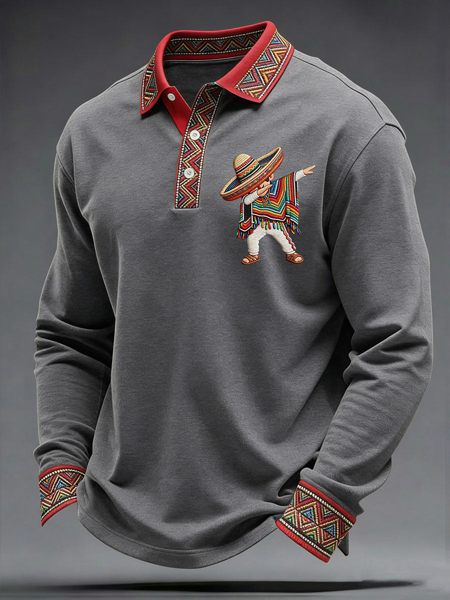Camisa casual estampada de Cinco de Mayo para hombre