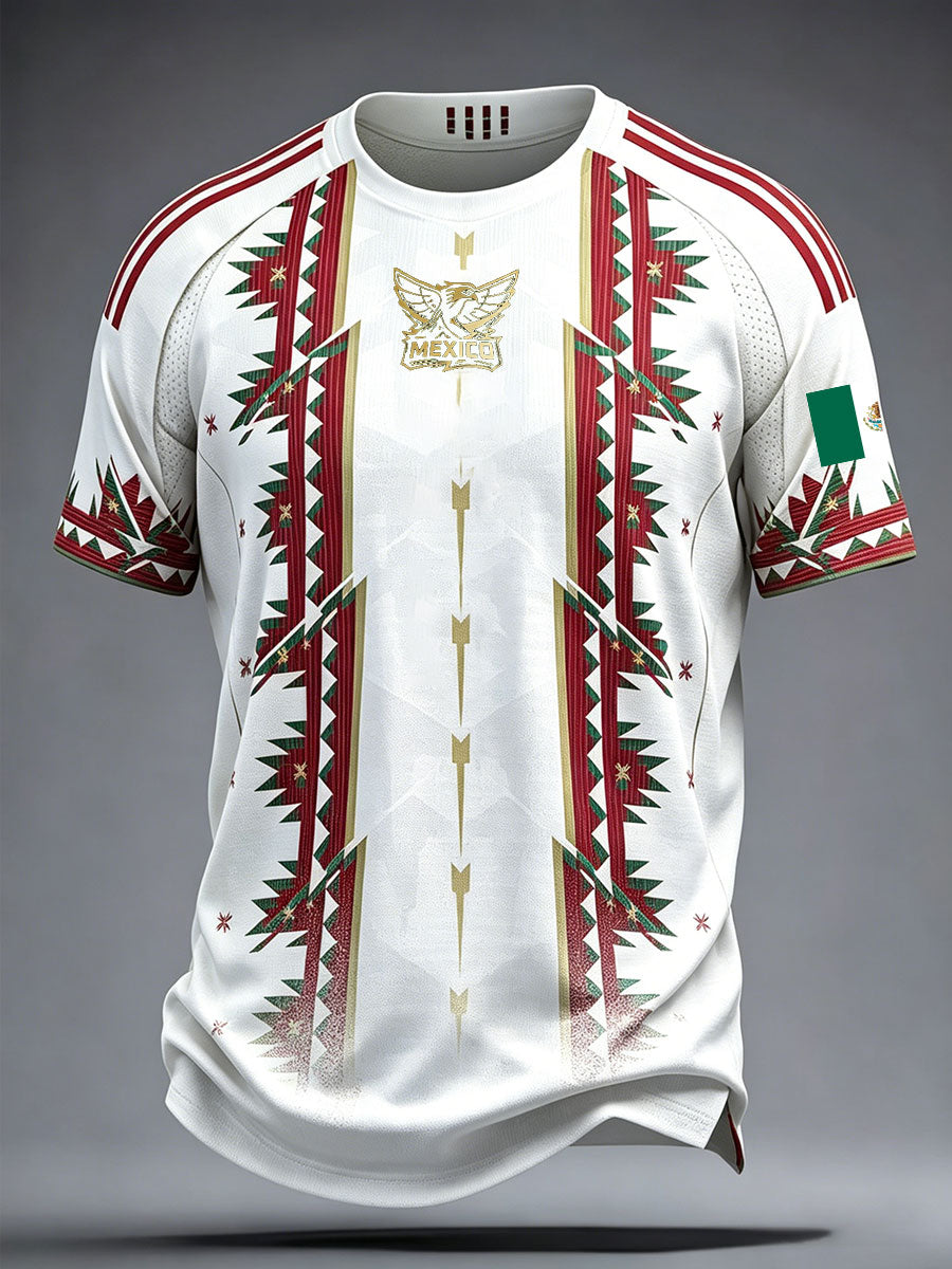 Camiseta estampada con diseño artístico para amantes del fútbol mexicano