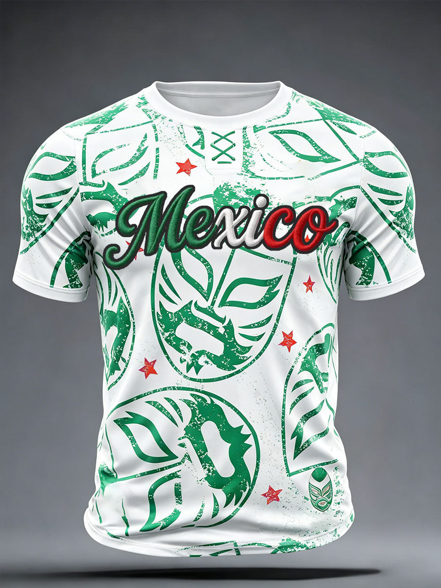 Camiseta impresa del arte del amante del fútbol de México de los hombres