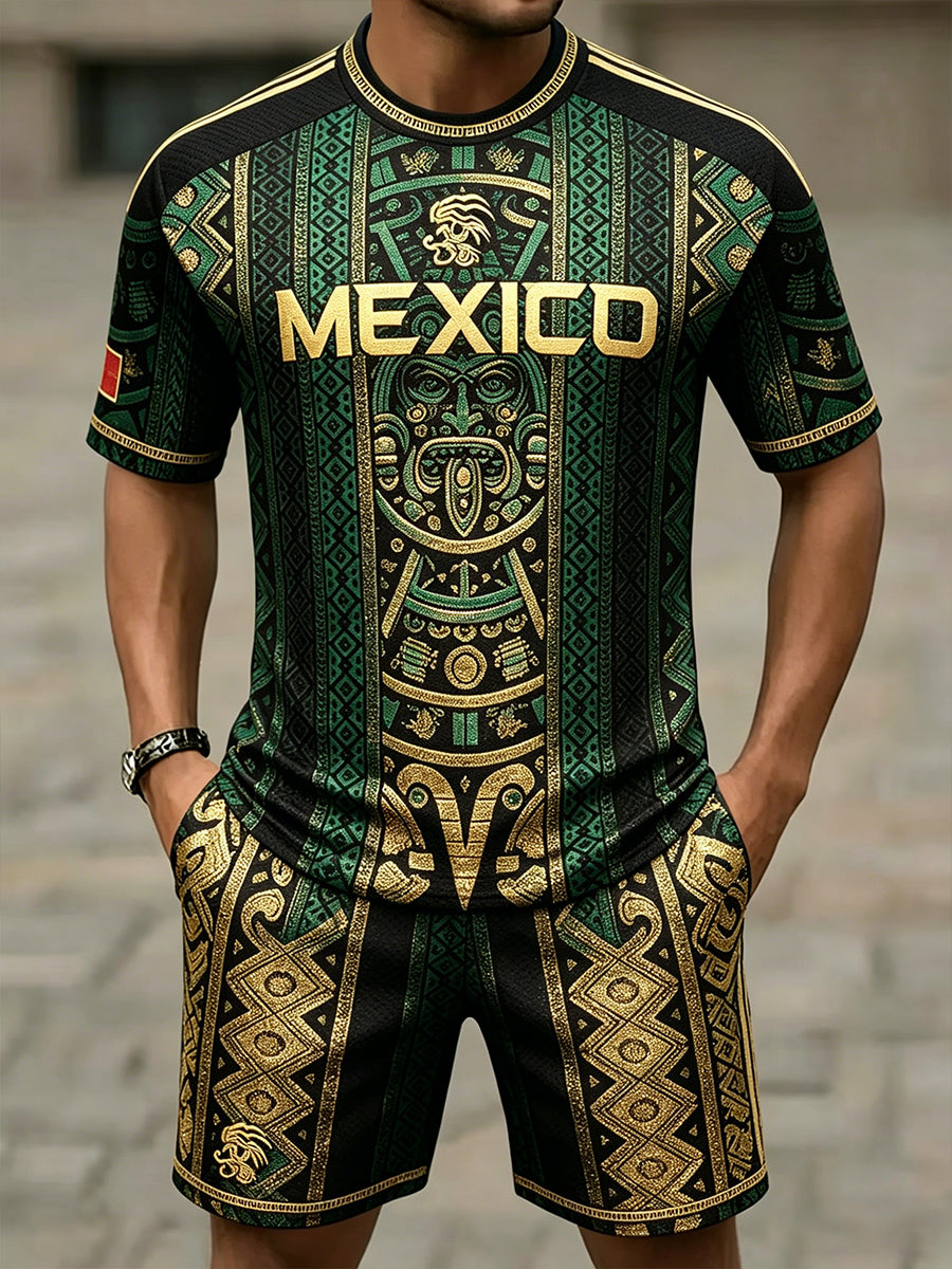 Conjuntos estampados con arte para amantes del fútbol mexicano para hombre
