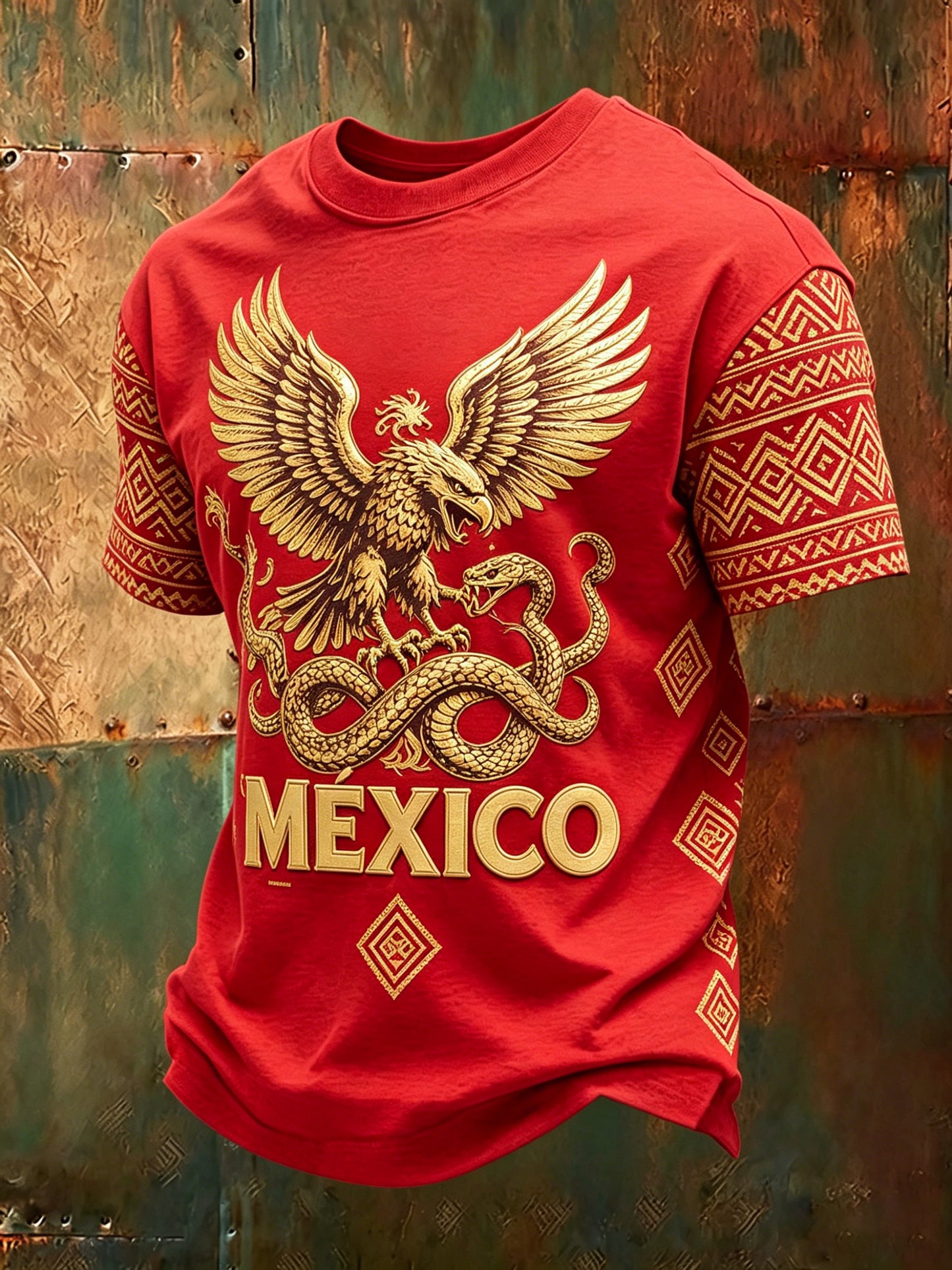 Camiseta masculina con estampado artístico conmemorativo del fútbol mexicano