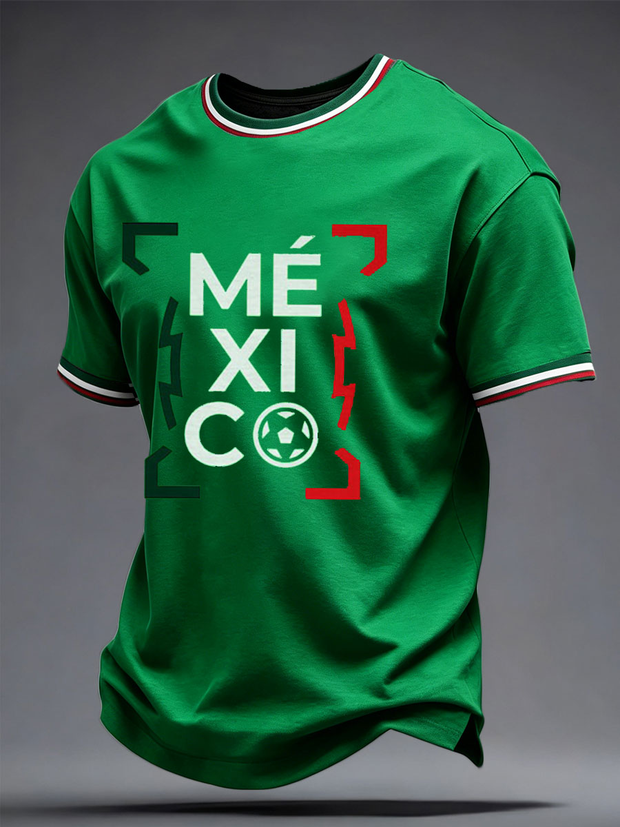 Camiseta estampada con diseño deportivo de México para hombre