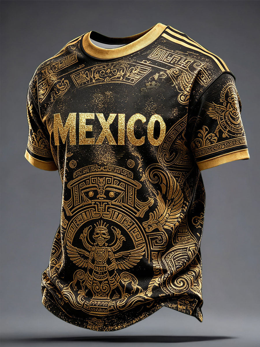Camiseta estampada con diseño artístico para amantes del fútbol mexicano