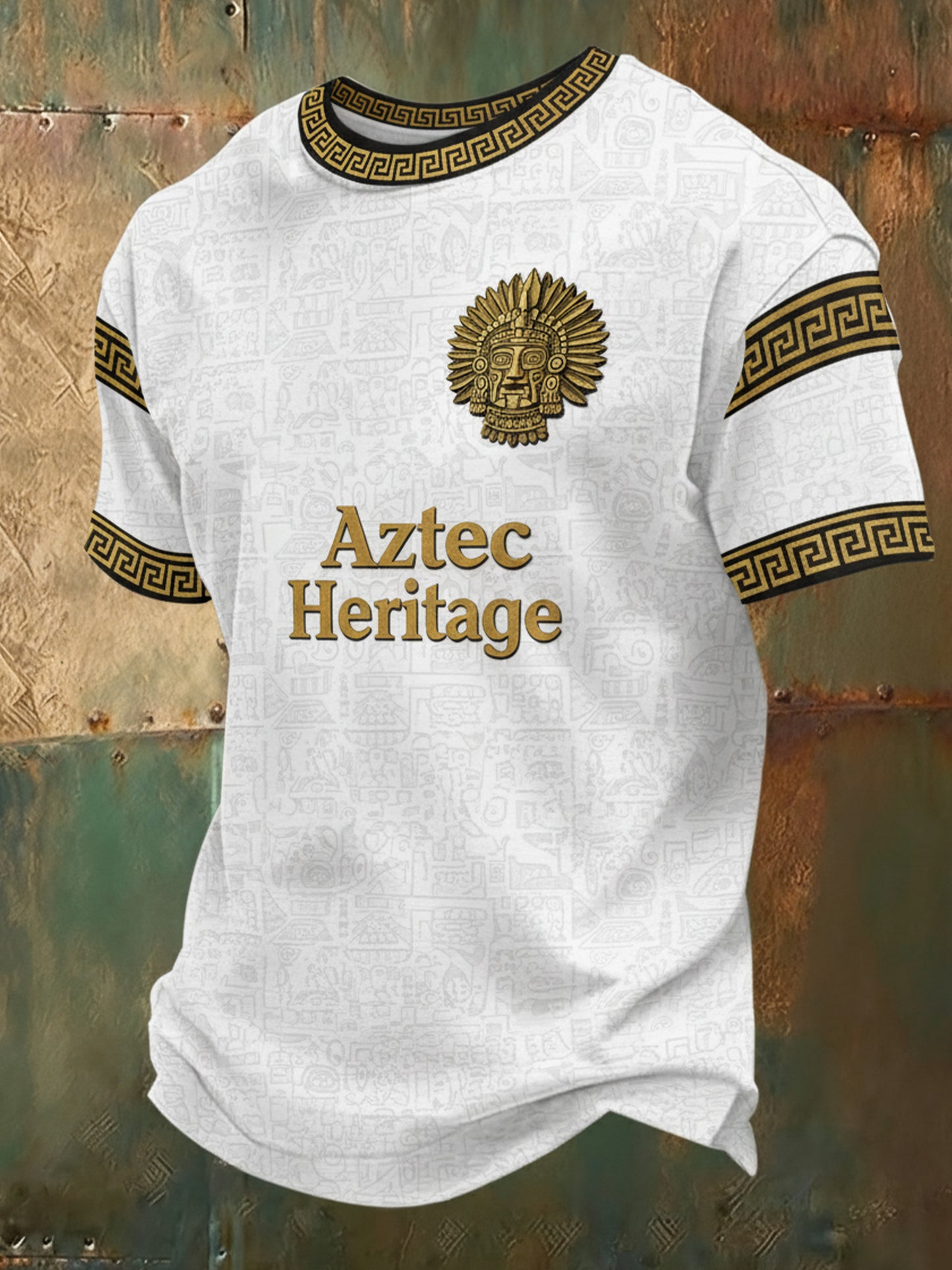 Camiseta para hombre con estampado de inspiración azteca mexicana
