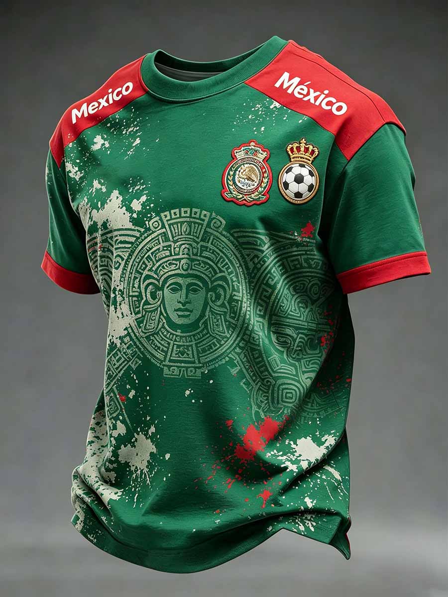 Camiseta casual con estampado mexicano para hombre