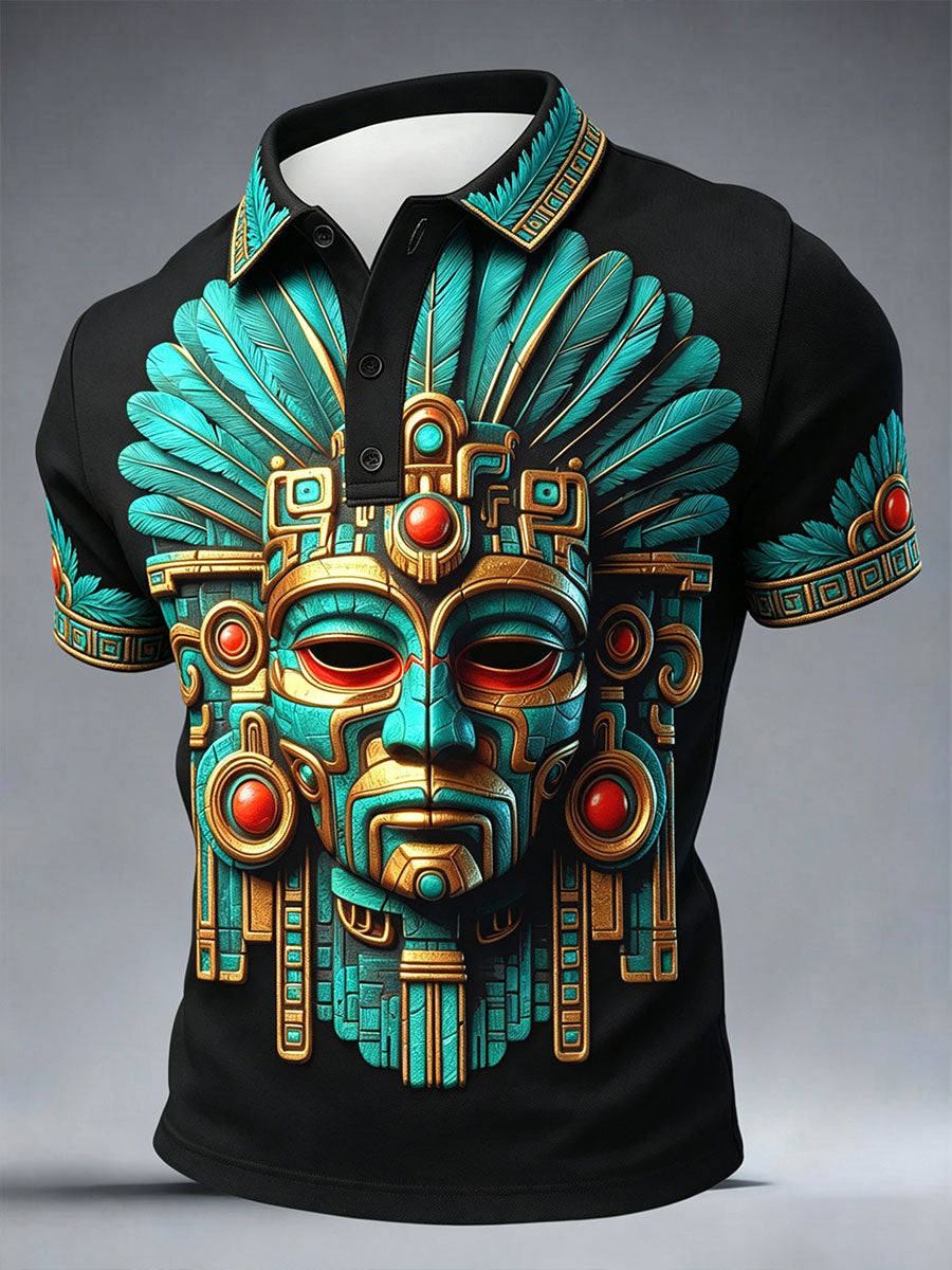 Camisetas con diseño de máscara azteca para hombre