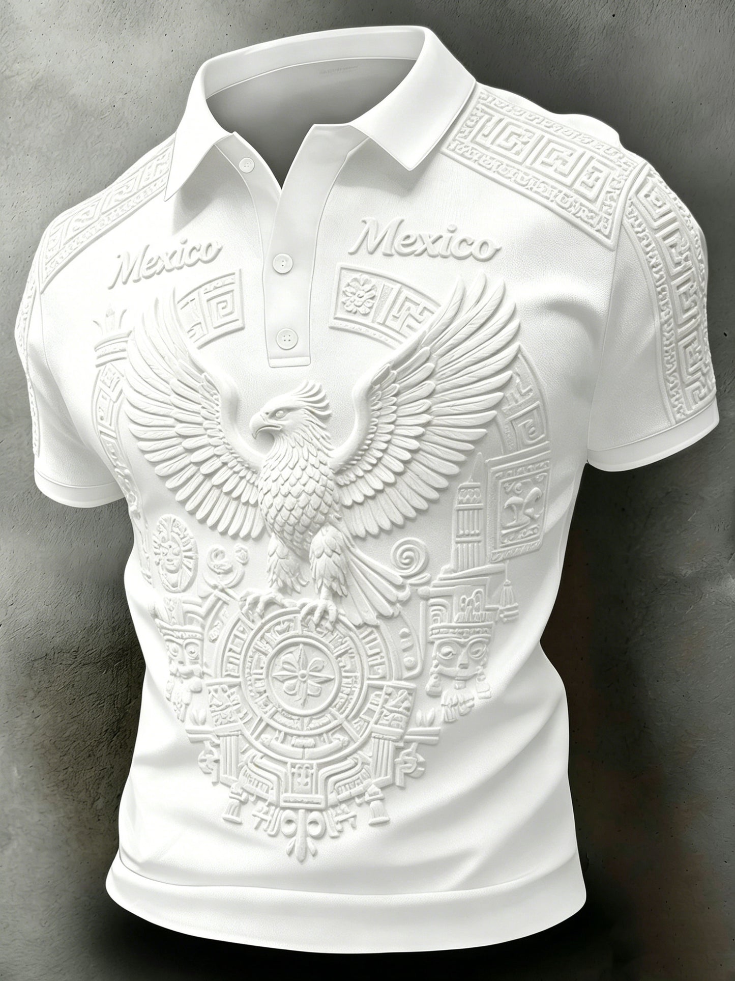 Camiseta polo con estampado artístico de aficionados en un partido de fútbol mexicano para hombre