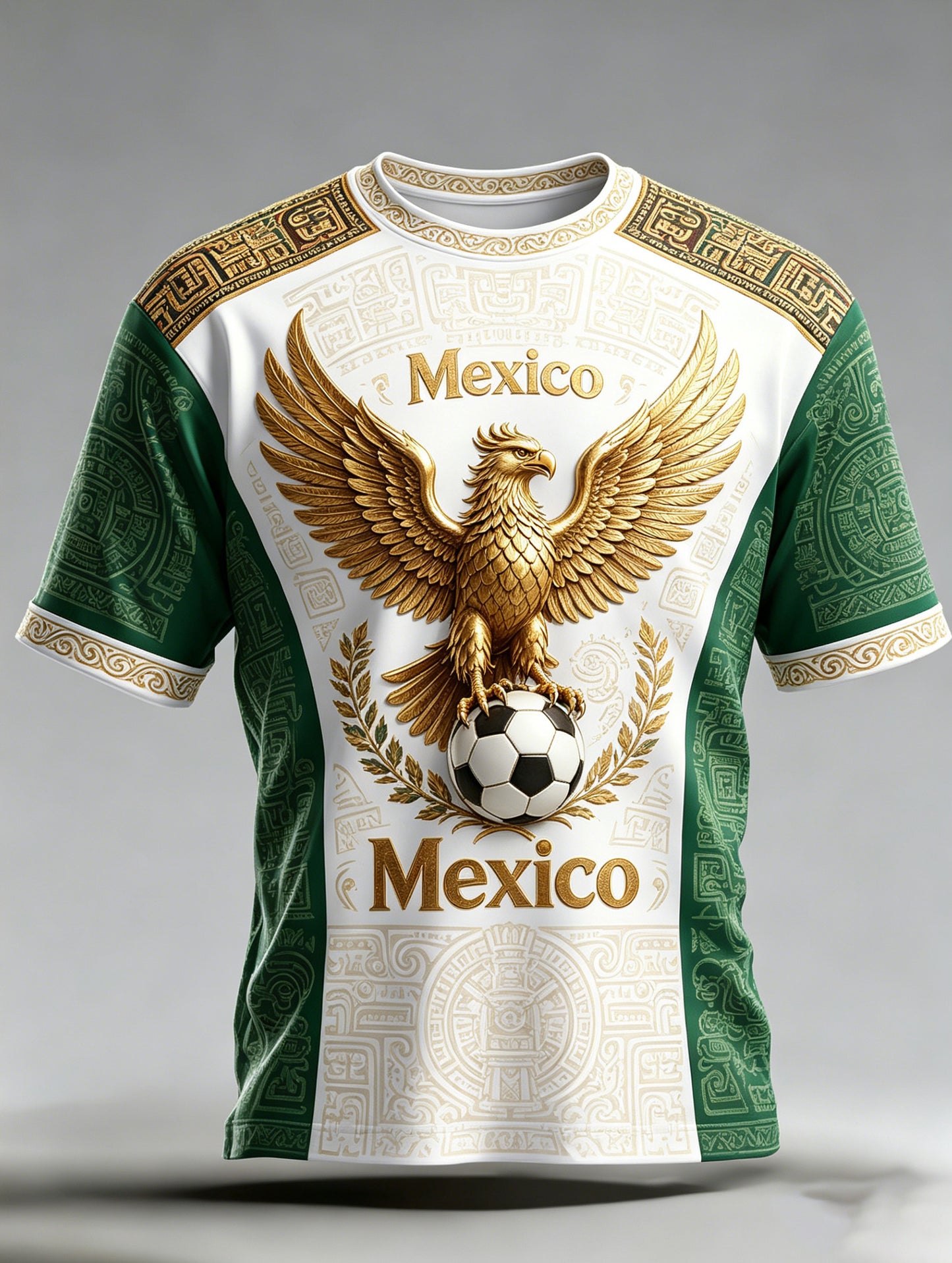 Camiseta con estampado artístico de aficionados al fútbol mexicano