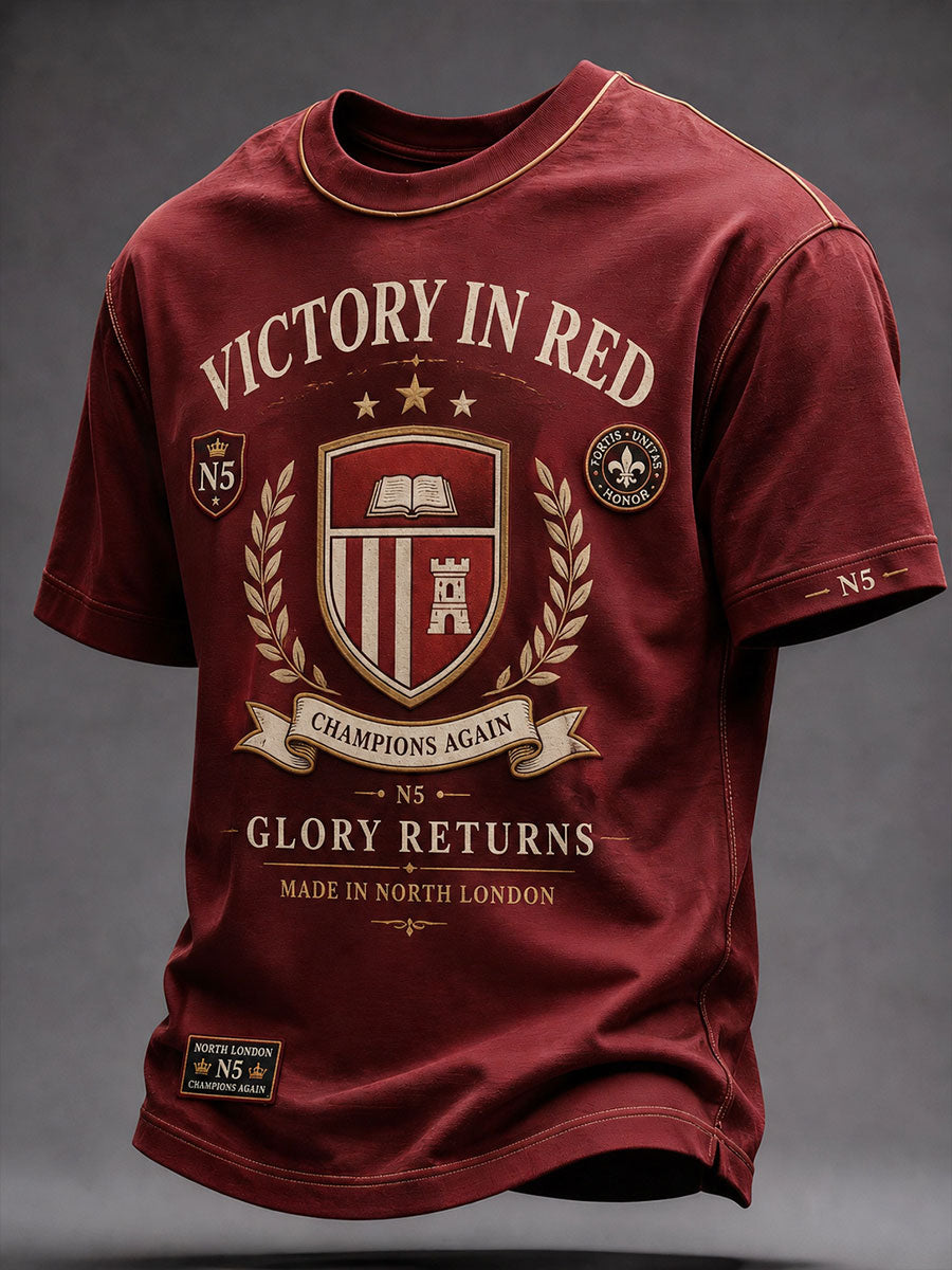 Camiseta para hombre de North London 22, color rojo, estampada con la leyenda «Reborn Champion» para amantes del fútbol