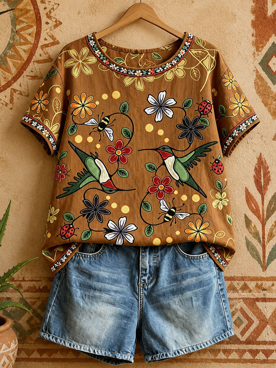 Tops Native Hummingbird Art de mujer