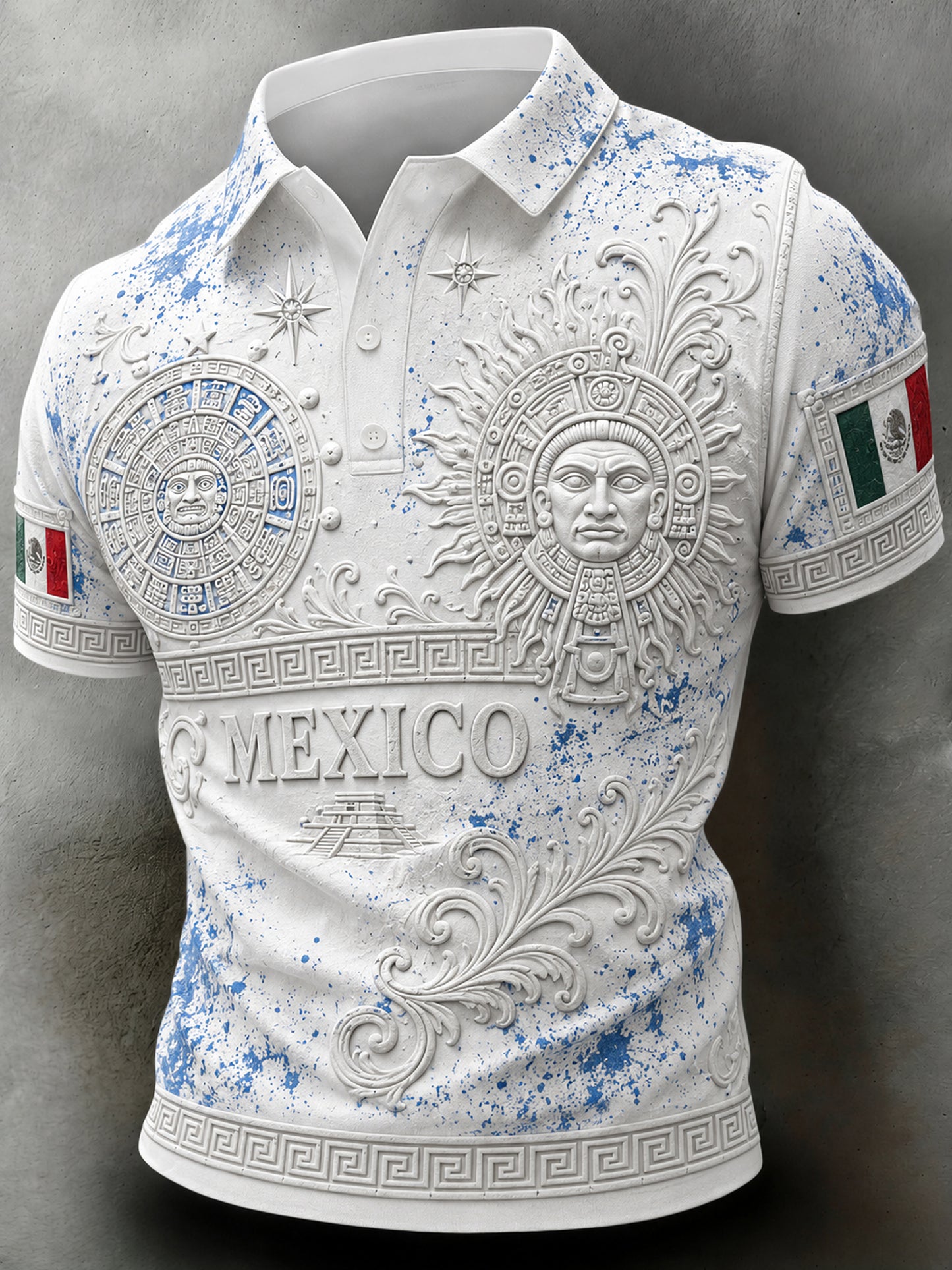 Estampado artístico de polo para animar en partidos de fútbol de México para hombres