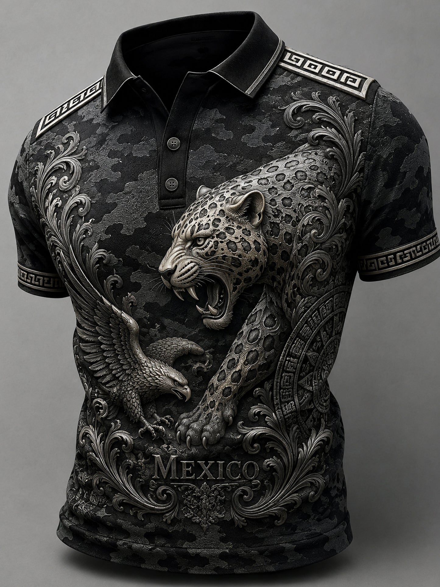 Estampado artístico de polo para animar en partidos de fútbol de México para hombres