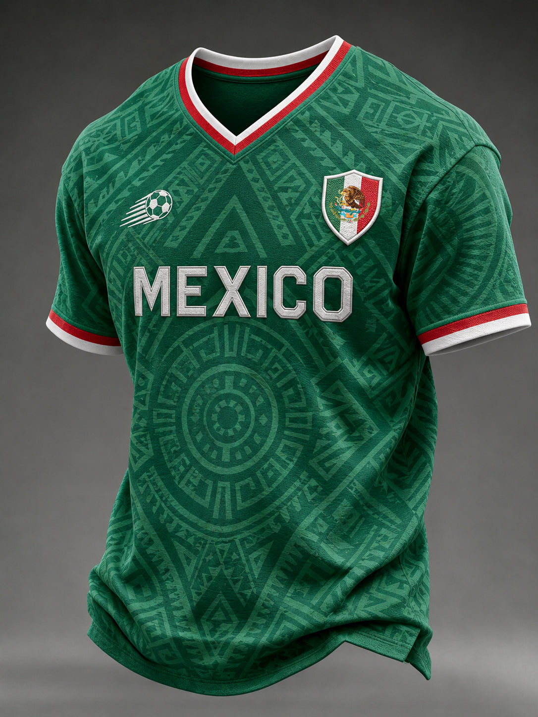 Camiseta casual de manga corta con cuello en V y estampado deportivo de fútbol para hombre