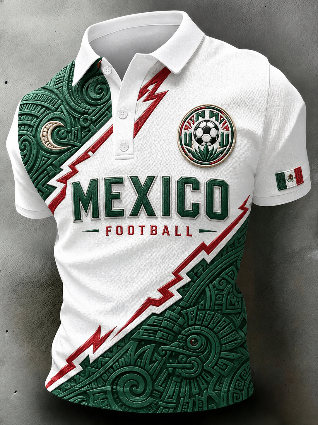 Polo casual de manga corta con estampado temático de fútbol para hombre