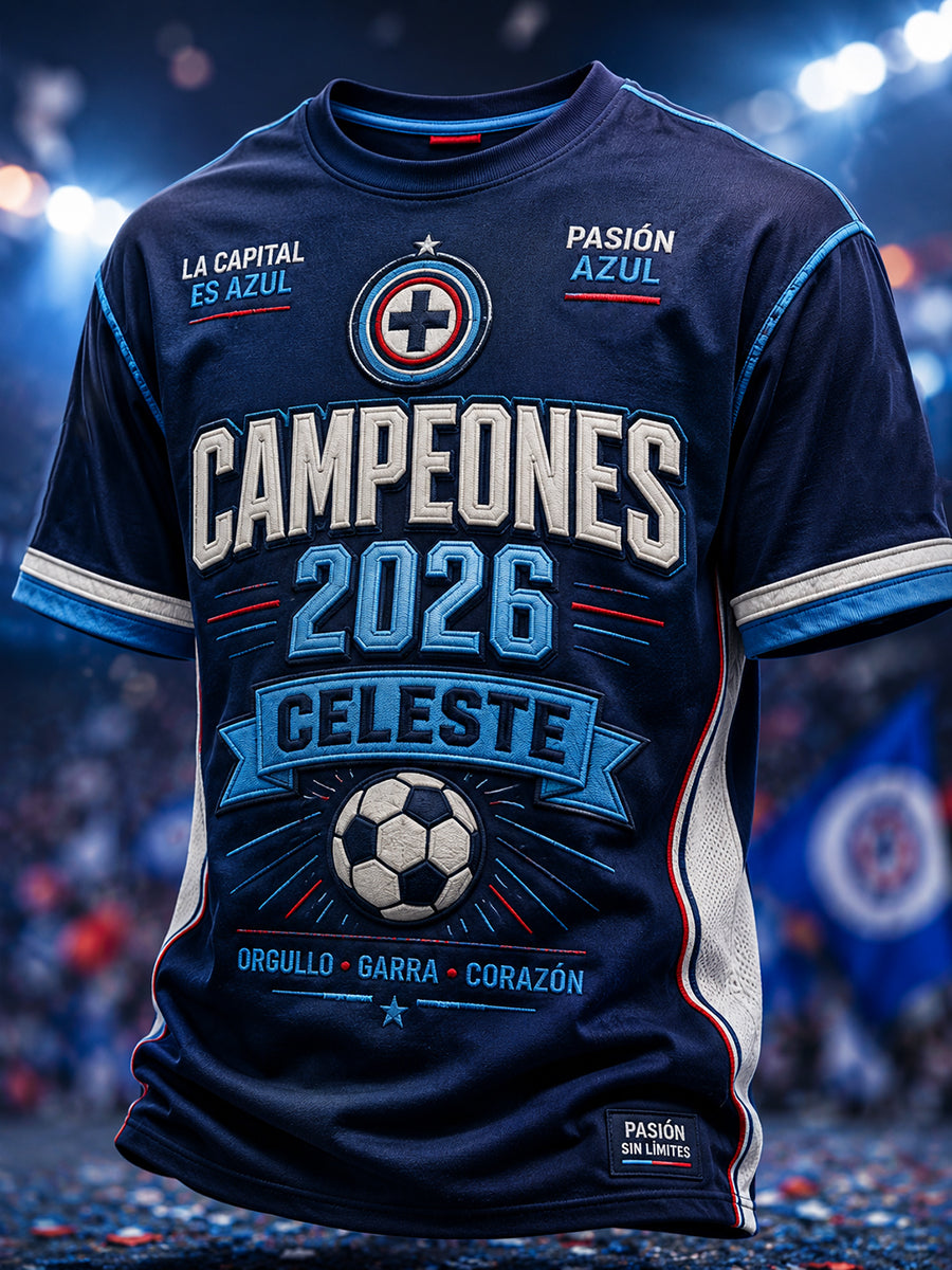 Camiseta casual estampada Campeones 2026 para hombre