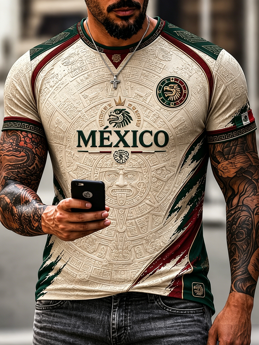 Camiseta de manga corta para hombre con estampado del orgullo mexicano