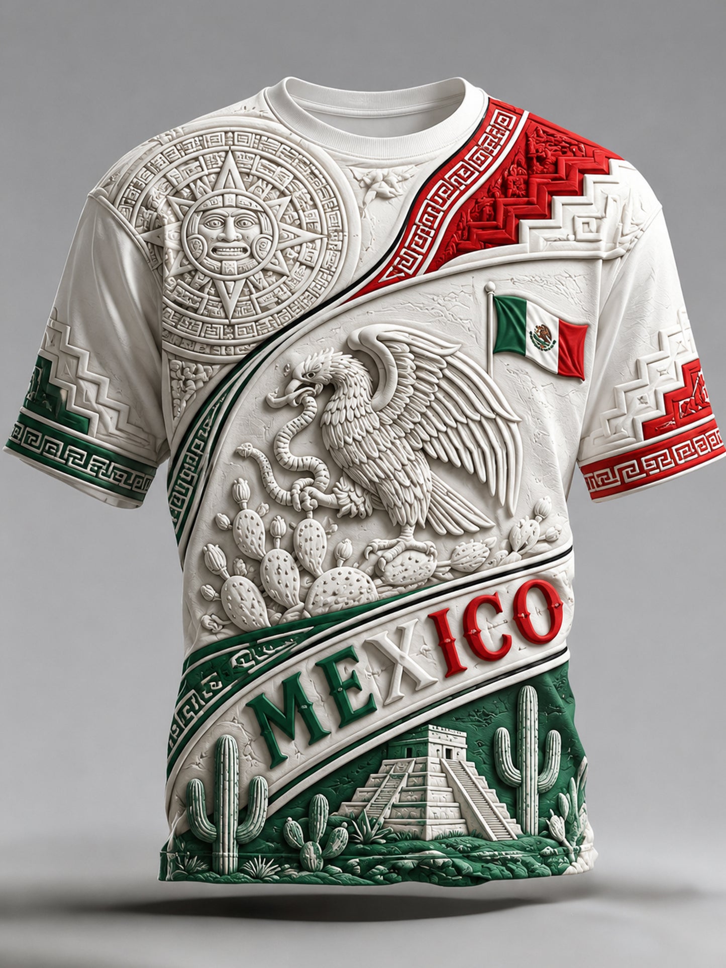 Camiseta con estampado artístico para animar en los partidos de fútbol de la selección mexicana masculina