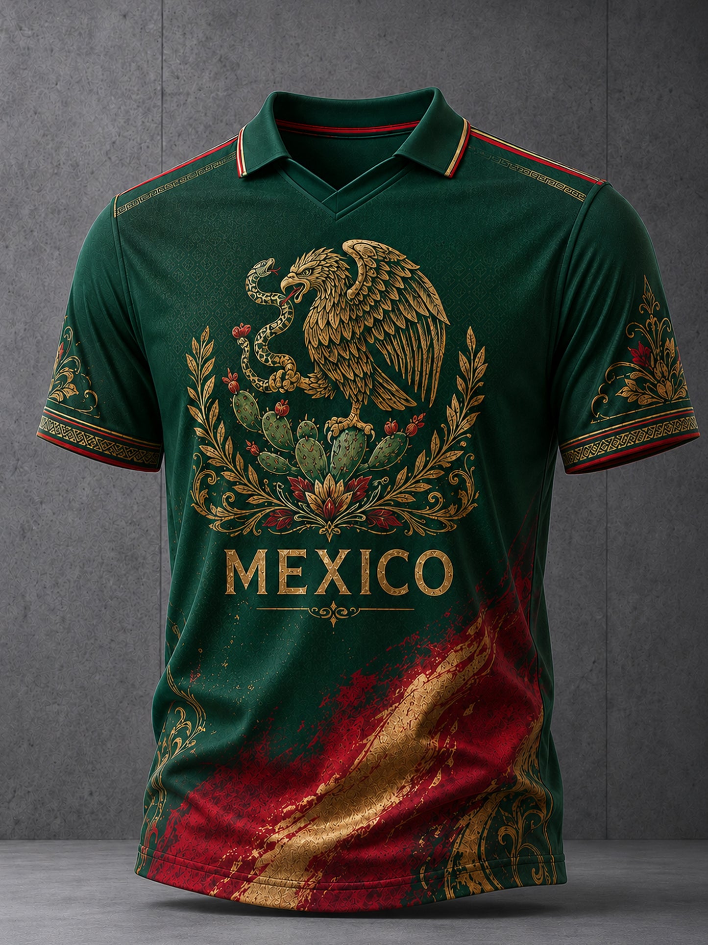 Partido de fútbol mexicano Cheering Art Print V-Neck Top de los hombres