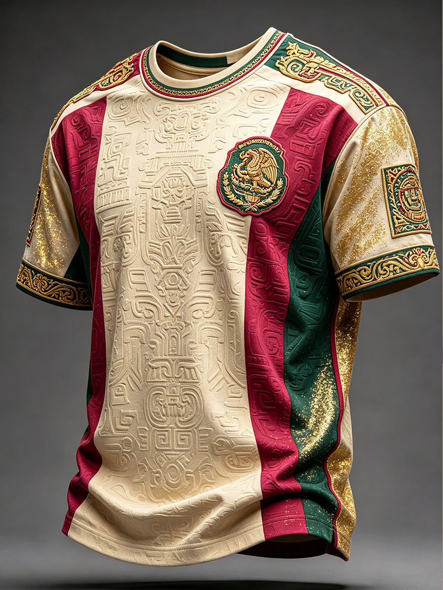 Camiseta estampada con diseño artístico para amantes del fútbol mexicano, para hombre