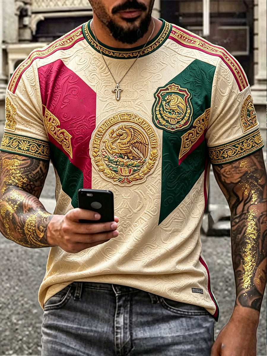 Camiseta impresa del arte del amante del fútbol de México de los hombres