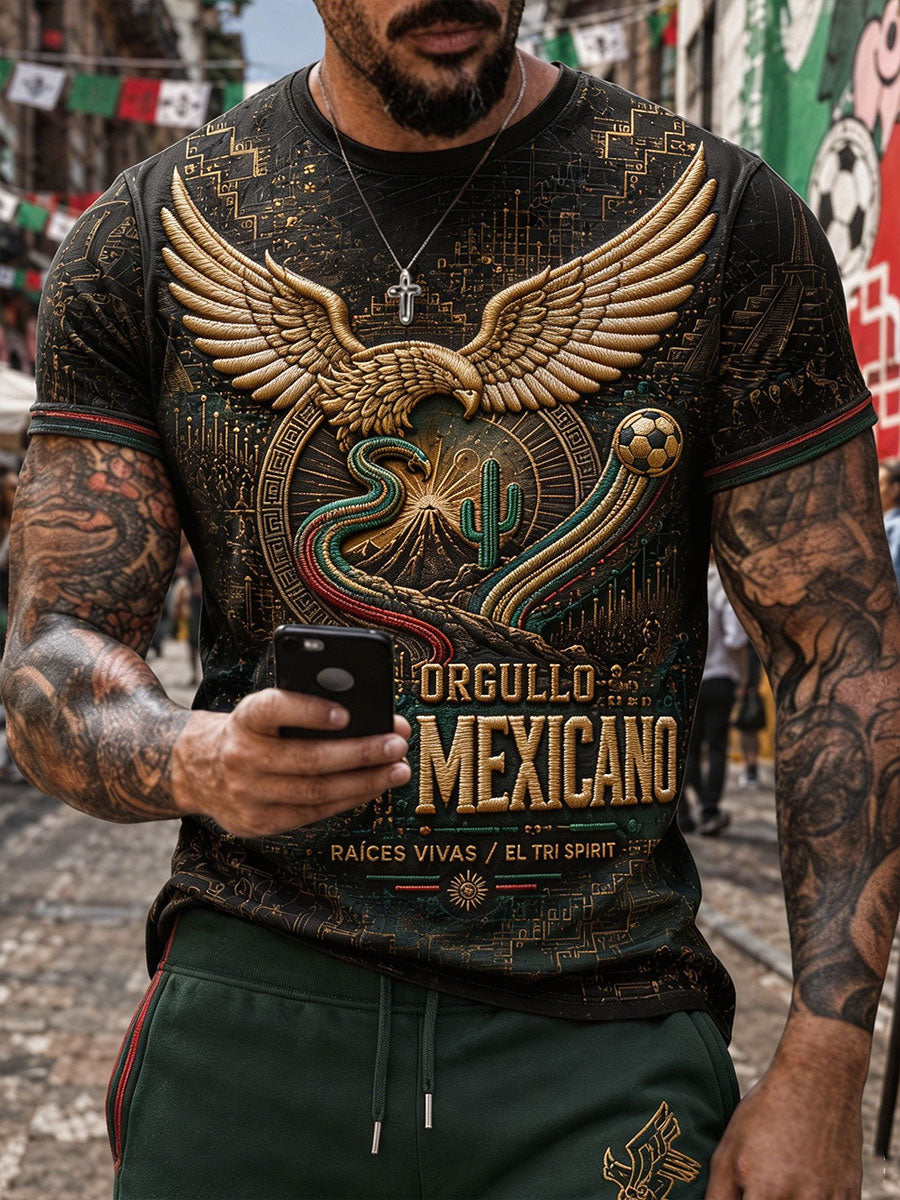 Camiseta estampada con diseño artístico para amantes del fútbol mexicano, para hombre