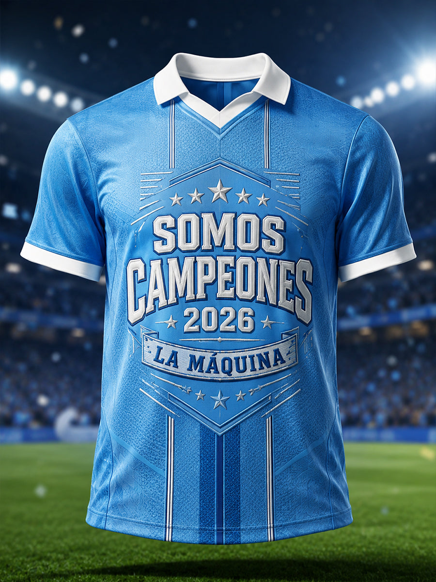 Camisa casual estampada Campeones 2026 para hombre