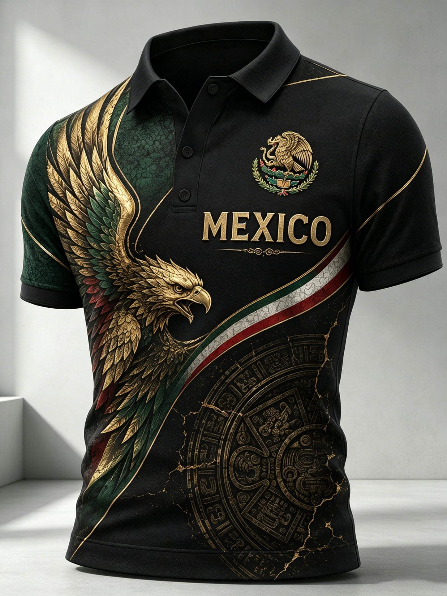 México Fútbol Fan Art Print Polo de los hombres