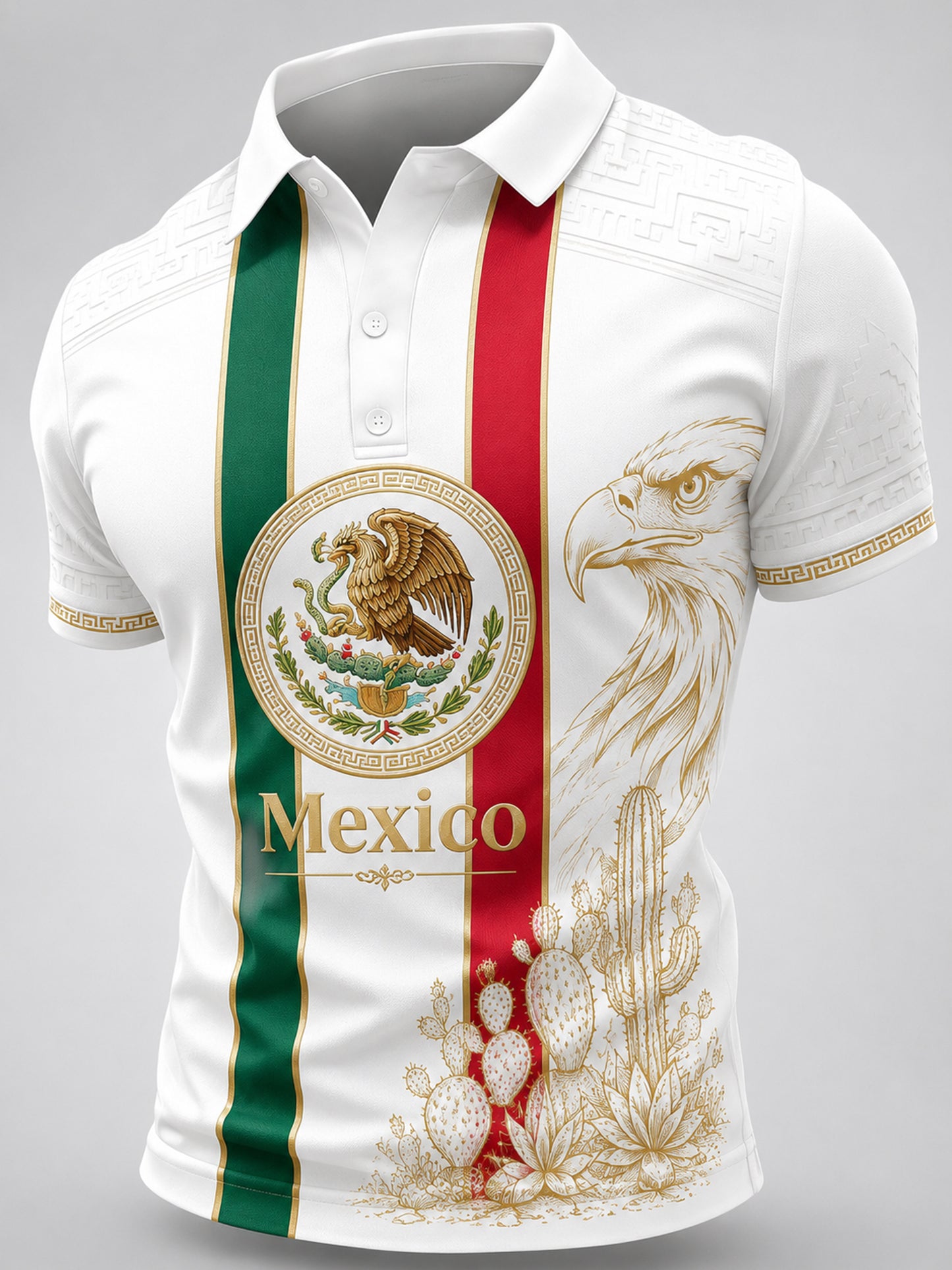 México Fútbol Fan Art Print Polo de los hombres