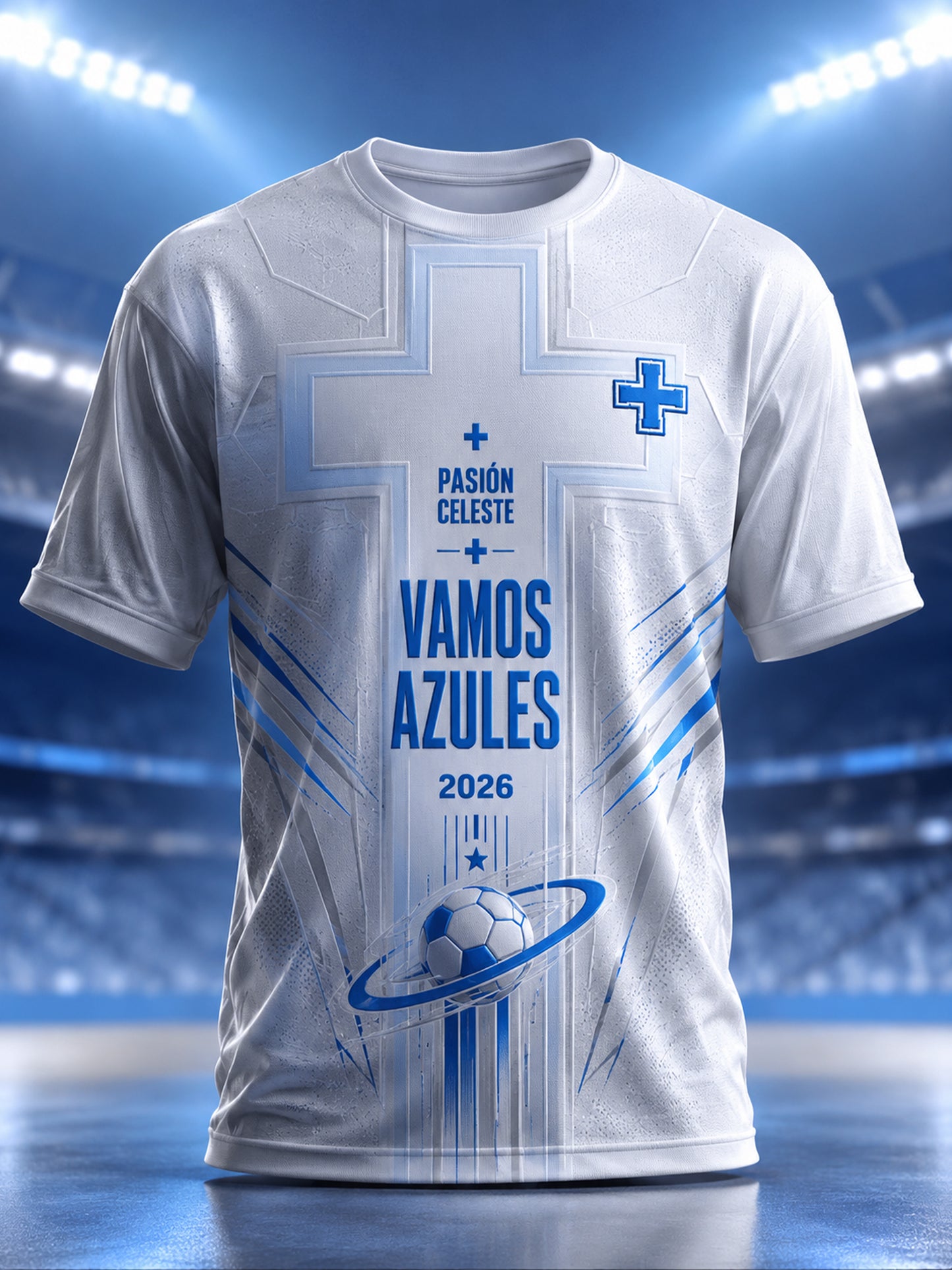 Camiseta estampada con diseño artístico sobre la cultura futbolística mexicana de los aficionados del Cruz Azul para hombre