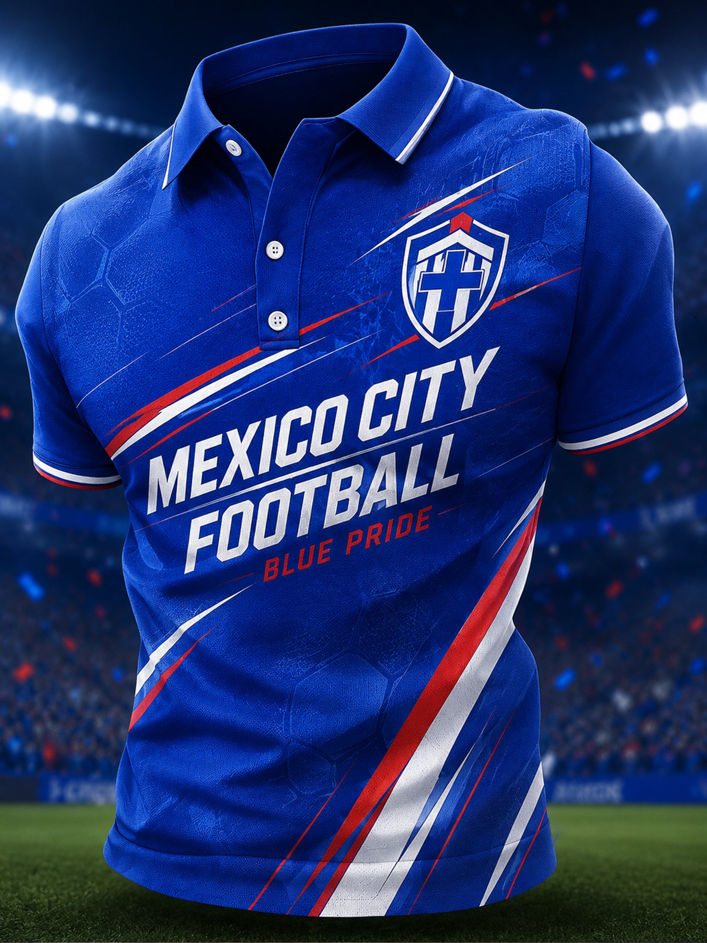 Cruz Azul F.C. masculino Camiseta polo con estampado de cultura y arte de fanáticos