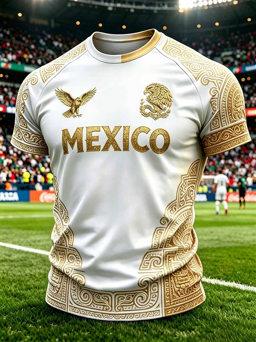Camiseta estampada con arte totem tribal mexicano para hombre