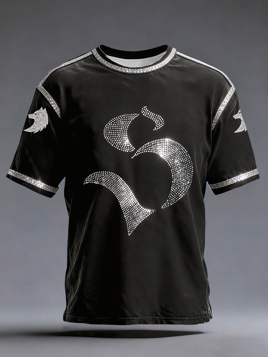 Camiseta unisex con estampado artístico de lobo, música y fútbol 2026 para amantes del balón