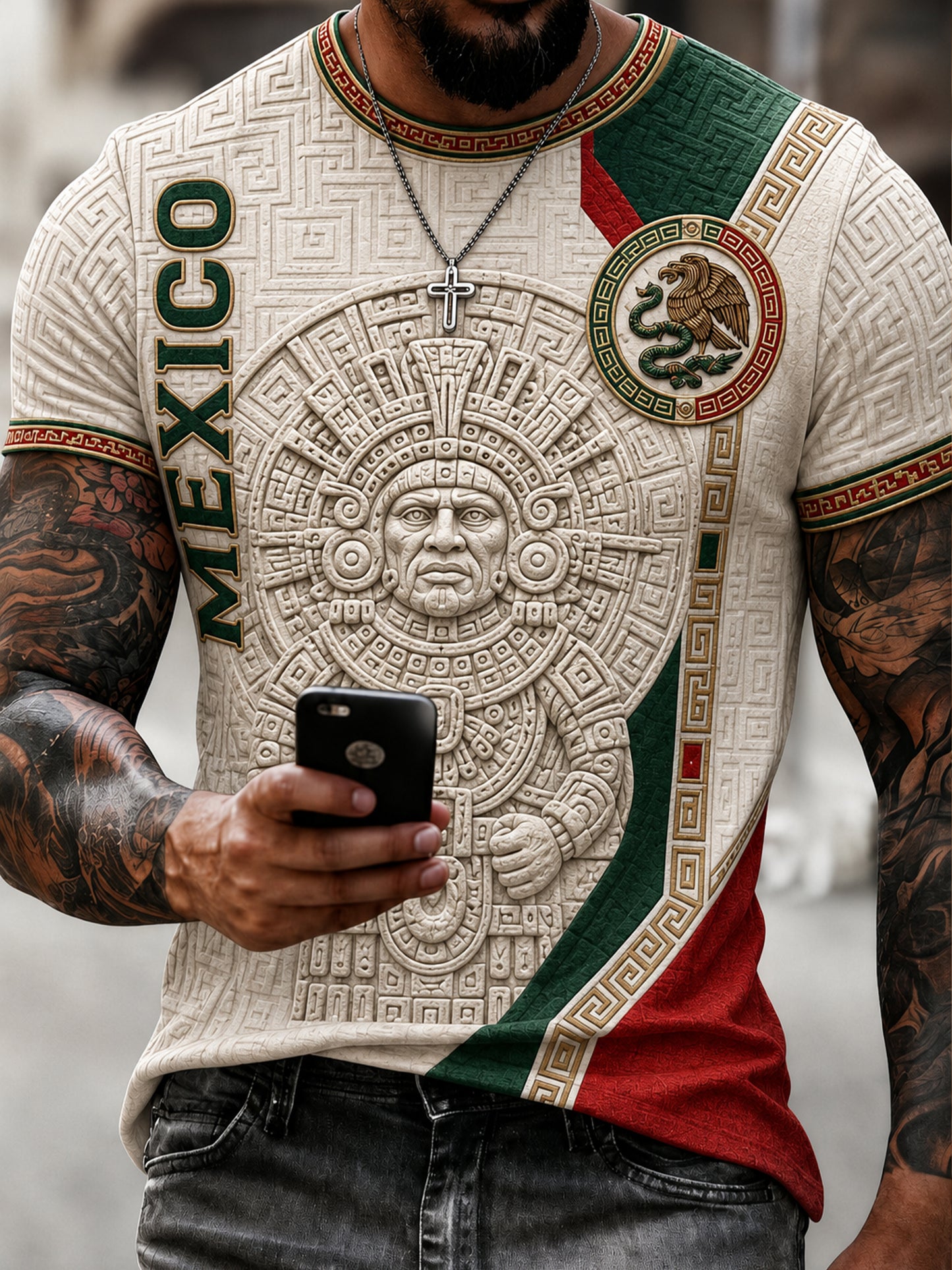 Fútbol mexicano de los hombres que anima la camiseta de la impresión del arte Fan-Themed
