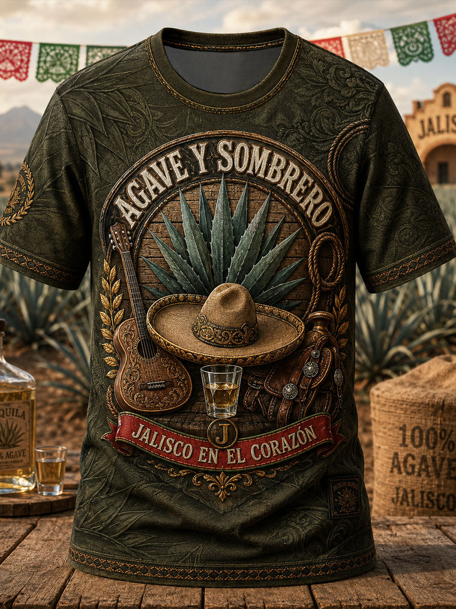 Camiseta con estampado México Charro Pride Jalisco para hombre