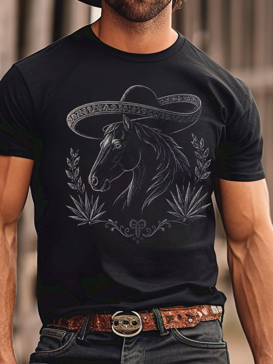 Camiseta estampada con diseño de orgullo charro mexicano para hombre