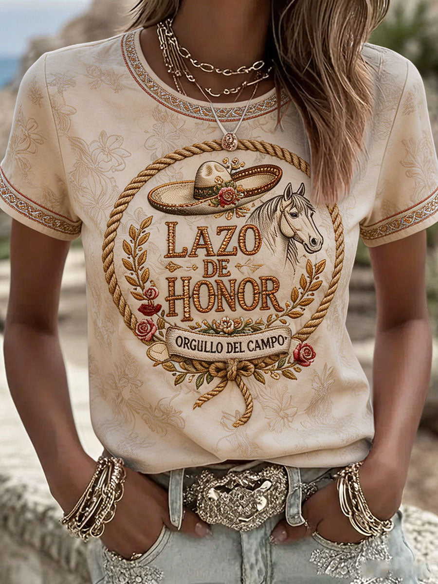 Camiseta México Charro Pride Art Printed para mujer