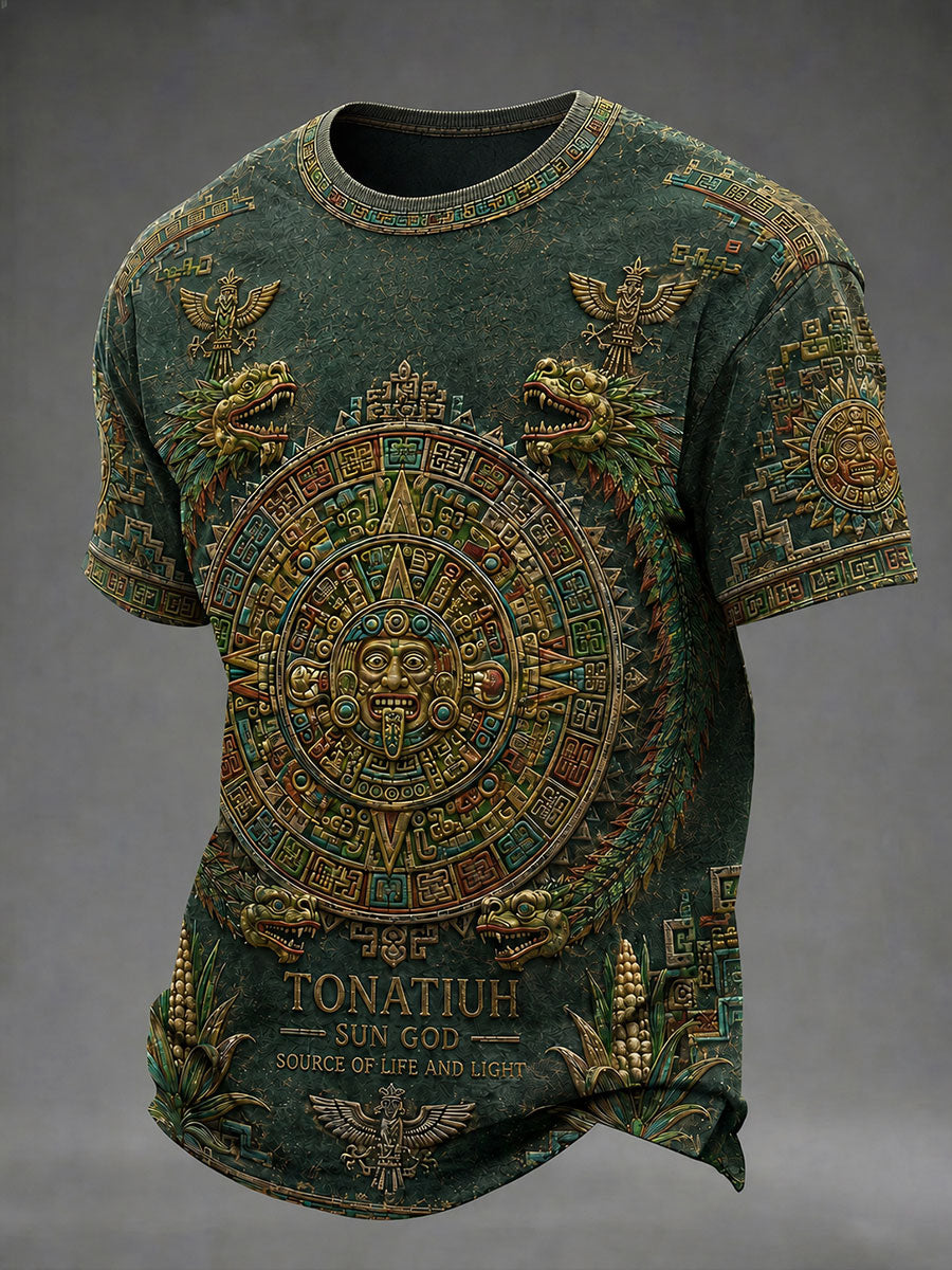 Camiseta casual con estampado azteca para hombre