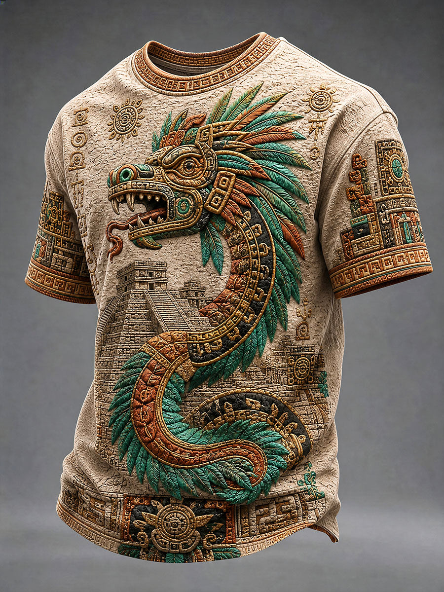 Camiseta casual con estampado azteca para hombre
