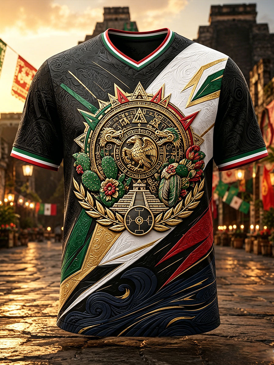 Camiseta estampada con diseño artístico para amantes del fútbol mexicano, para hombre