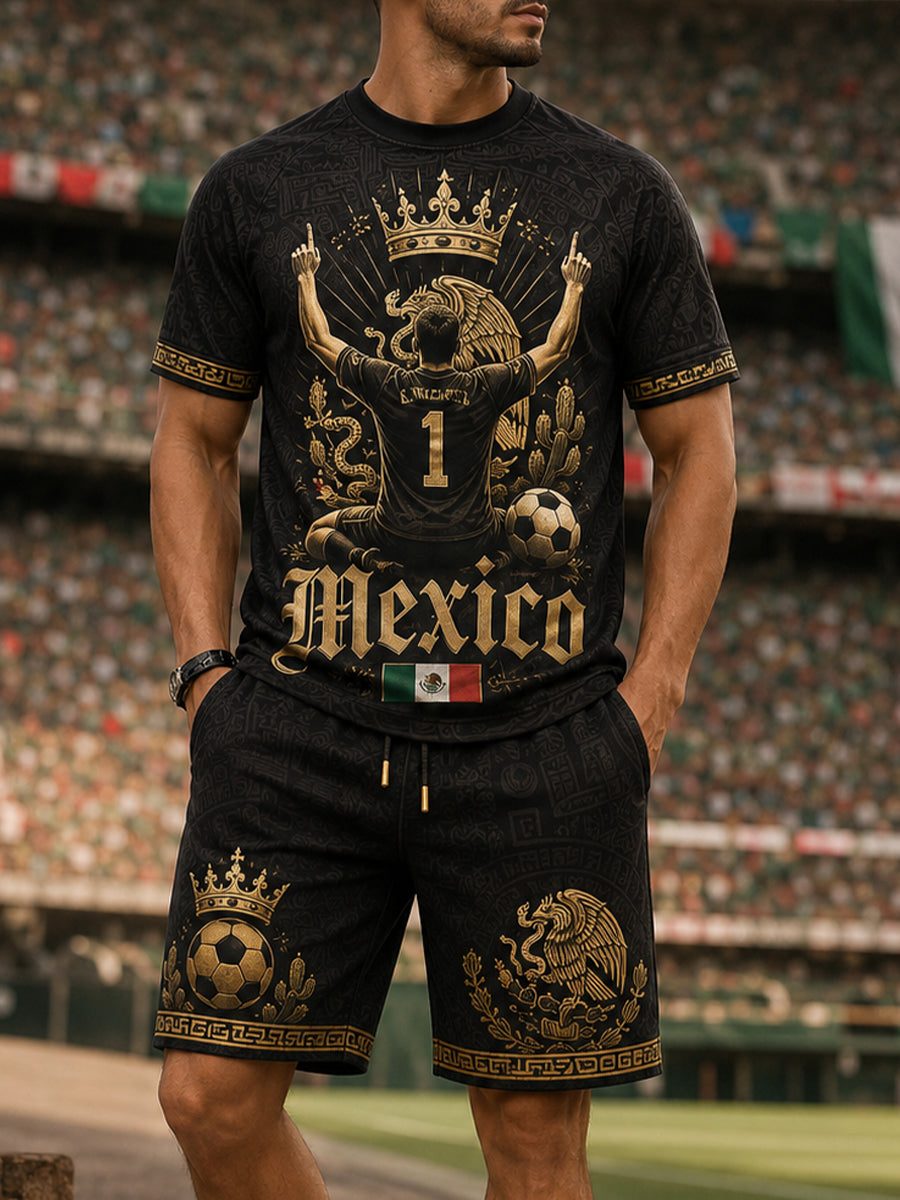 Conjunto de camisetas con estampado artístico para animar en partidos de fútbol mexicano masculino