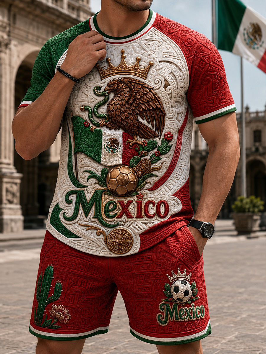 Conjunto de camisetas con estampado artístico para animar en partidos de fútbol mexicano masculino