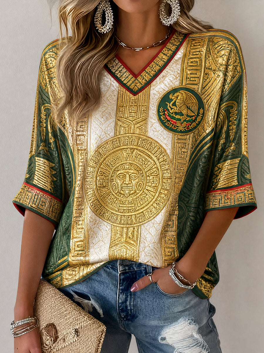 Camiseta con estampado artístico para aficionados al fútbol y al arte mexicano