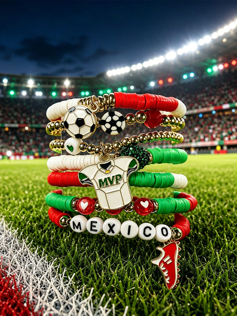 Juego de pulseras casuales de fútbol de México