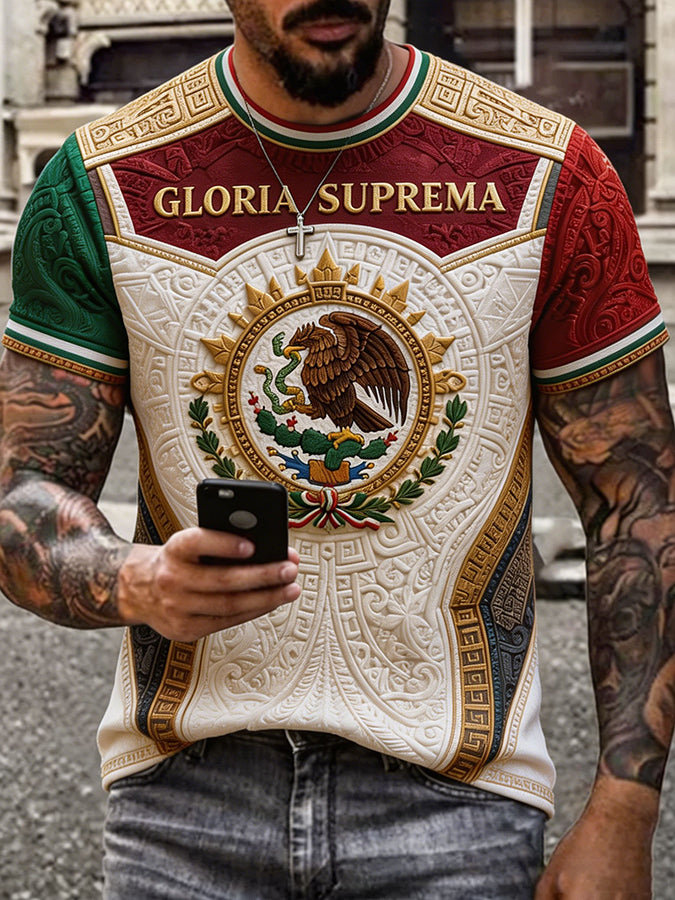 Camiseta estampada con diseño artístico para amantes del fútbol mexicano, para hombre