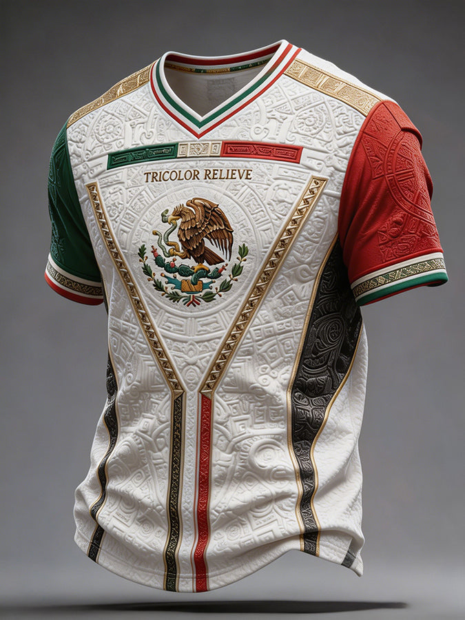 Camiseta estampada con diseño artístico para amantes del fútbol mexicano, para hombre