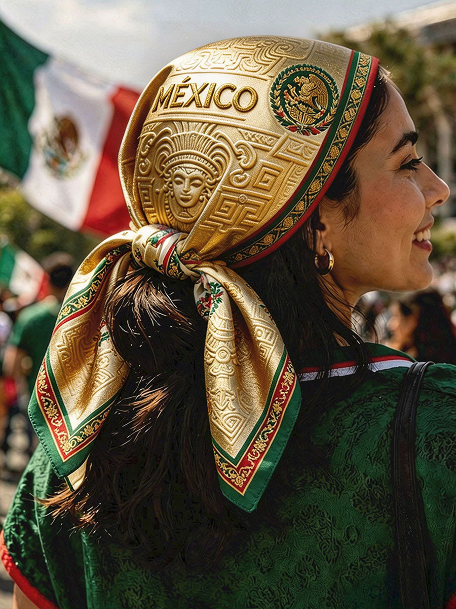 Bandana unisex con estampado artístico para amantes del fútbol mexicano