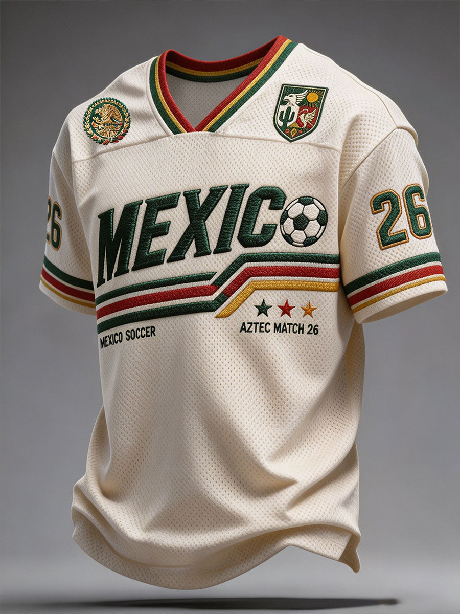 Camiseta estampada con diseño artístico para amantes del fútbol mexicano, para hombre