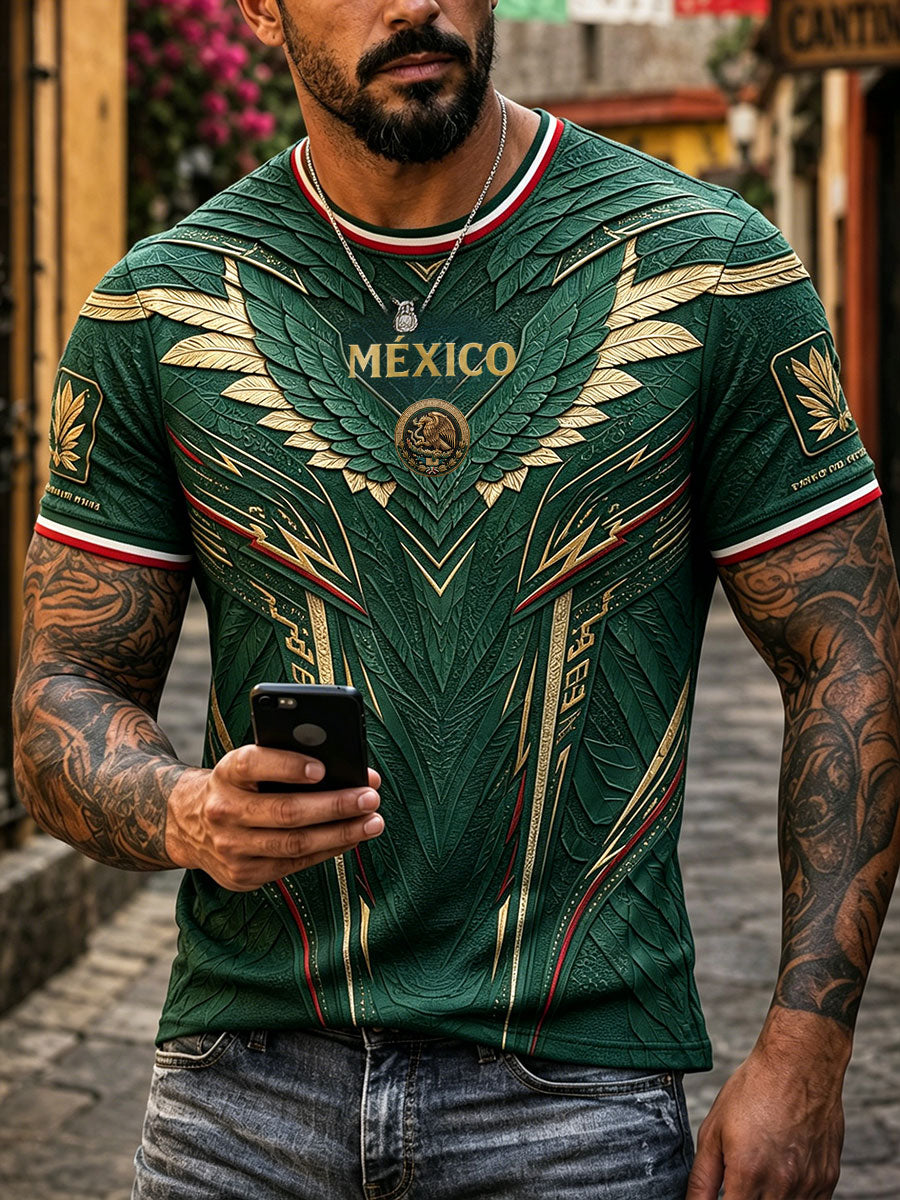 Camiseta estampada con diseño artístico para amantes del fútbol mexicano, para hombre