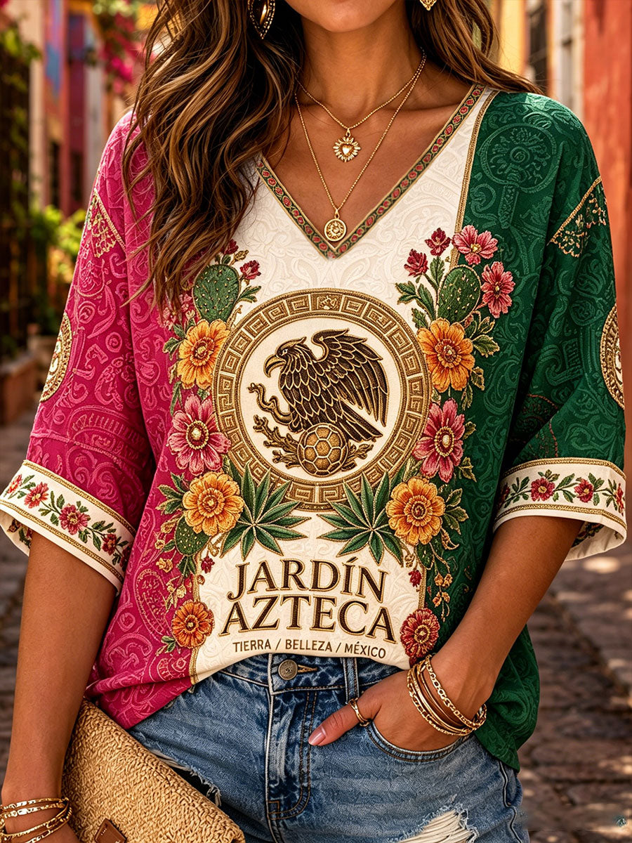 Camisetas casuales con estampado artístico para amantes del fútbol mexicano, diseño para mujer