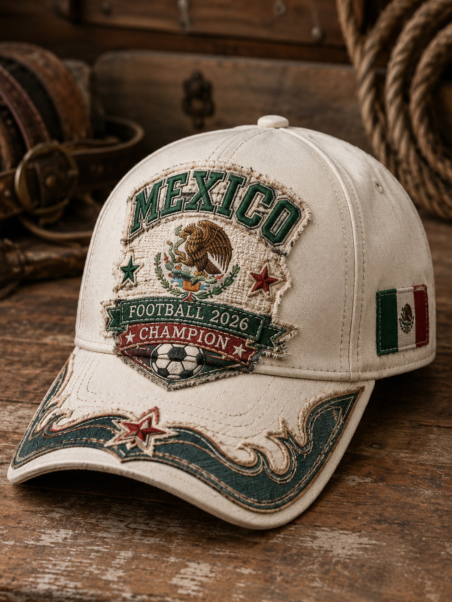 Sombrero con estampado artístico unisex para animar en partidos de fútbol mexicano